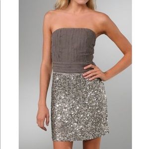 Alice + Olivia Aubrey Bustier Dress w Sequin Skirt